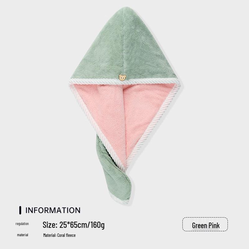 

Women s Double Layer Quick-Dry Hair Cap - Thick Coral Fleece, Soft & Absorbent Hair Towel for Girls