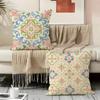 Pink Blue And Green Abstract Cushion Cover Durable Hypoallergenic Organic Linen Pillow Cover Short Size Washable Skin-Friendly