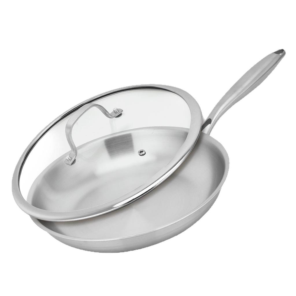 Tre-lagers Non-Stick Induktionspanna med Platt Botten, 304 Rostfritt Stål, Ingen Beläggning, Lämplig för Stekning