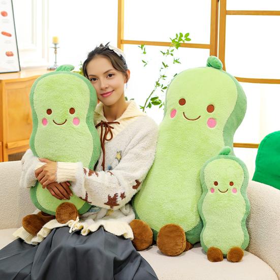 Smiling Pea Body Pillow Soft Plush Cushion for Adults Kids Funny Vegetable Hugging Pillow for Home Relaxation And Sleep