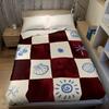 Burgundy & Blue Check Flannel Blanket Warm Soft Halloween Christmas Couch Warm Cozy Decorative Decor Gift for All Season