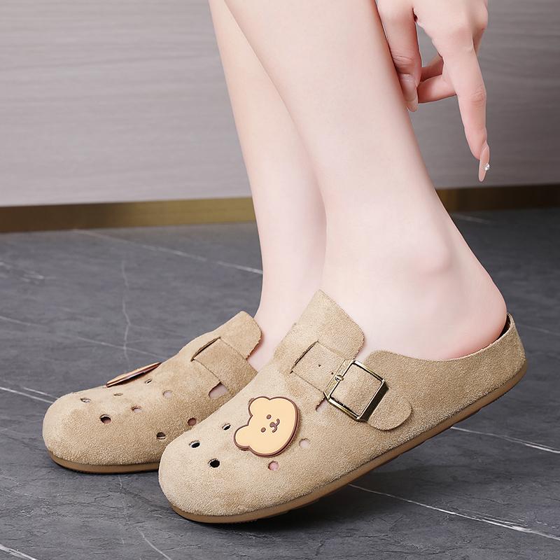 New Women Suede Clogs Slippers Soft Insole Sandals with Arch Support Shoes Outdoor Beach Suede Clogs Slippers Women Sandals