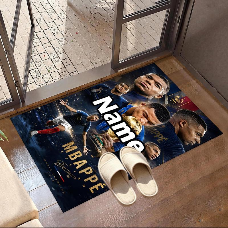 Custom Name Personalized Kylian Mbappe Print Carpet, Versatile Home Decor Rug, for Playroom, Apartment, Balcony, Entryway, Hallway Gift