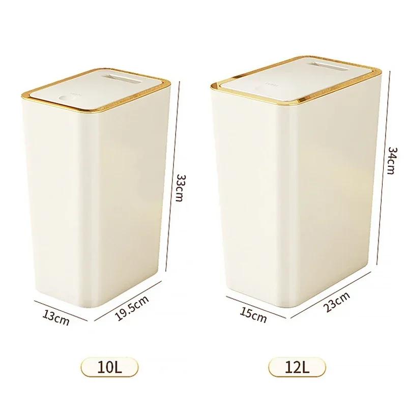 Bathroom Trash Can 11 11L Garbage Can with Press Top Lid for Toilet,Bedroom,Living Room – Plastic Wastebasket with Pop-up Lid