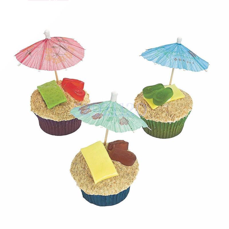 50Pcs/Pack Drink Fruit Cake Stick Mini Umbrella Paper Cocktail Parasols Umbrella