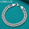 925 Sterling Silver 10mm Side Chain Bracelet For Men Women Fashion Wedding Party Charm Jewelry
