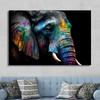 Ritratto Moderno Faccia di Elefante con Pittura su Tela con Pittura Colorata Poster di Elefanti Arte da Parete per Decorazione Soggiorno