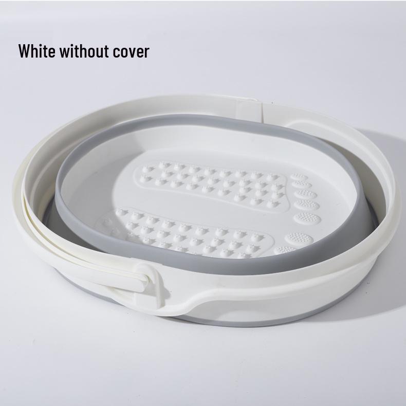 Zusammenklappbares Silikon-Fußbad mit Deckel - Tragbar, platzsparend, verdicktes Becken zum Einweichen und für Massage