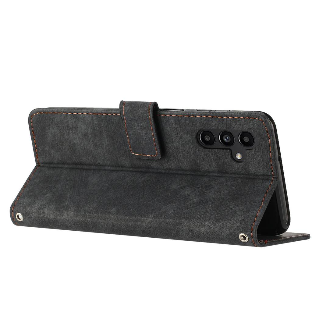 For Samsung Galaxy A35 5G Line Skin-Feel Phone Case Folio PU Leather Cover Wallet