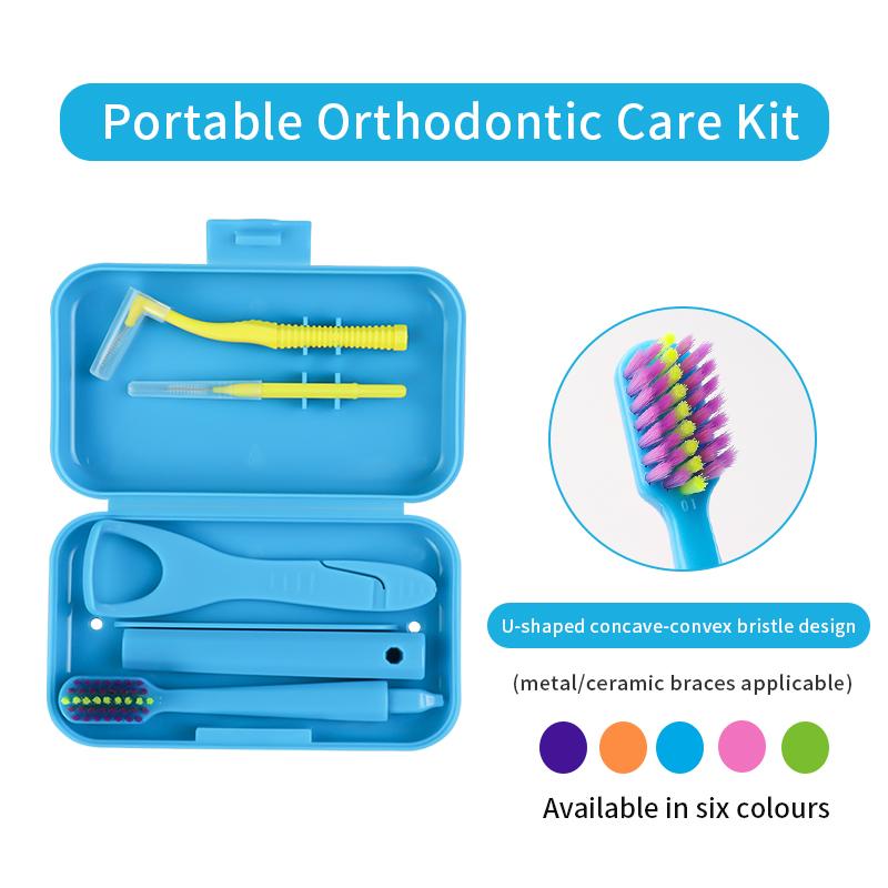 1box Dental Oral Cleaning Care Kits Portable Daily Travelling Orthodontic Care Interdental Brush Tongue Scraper 2028