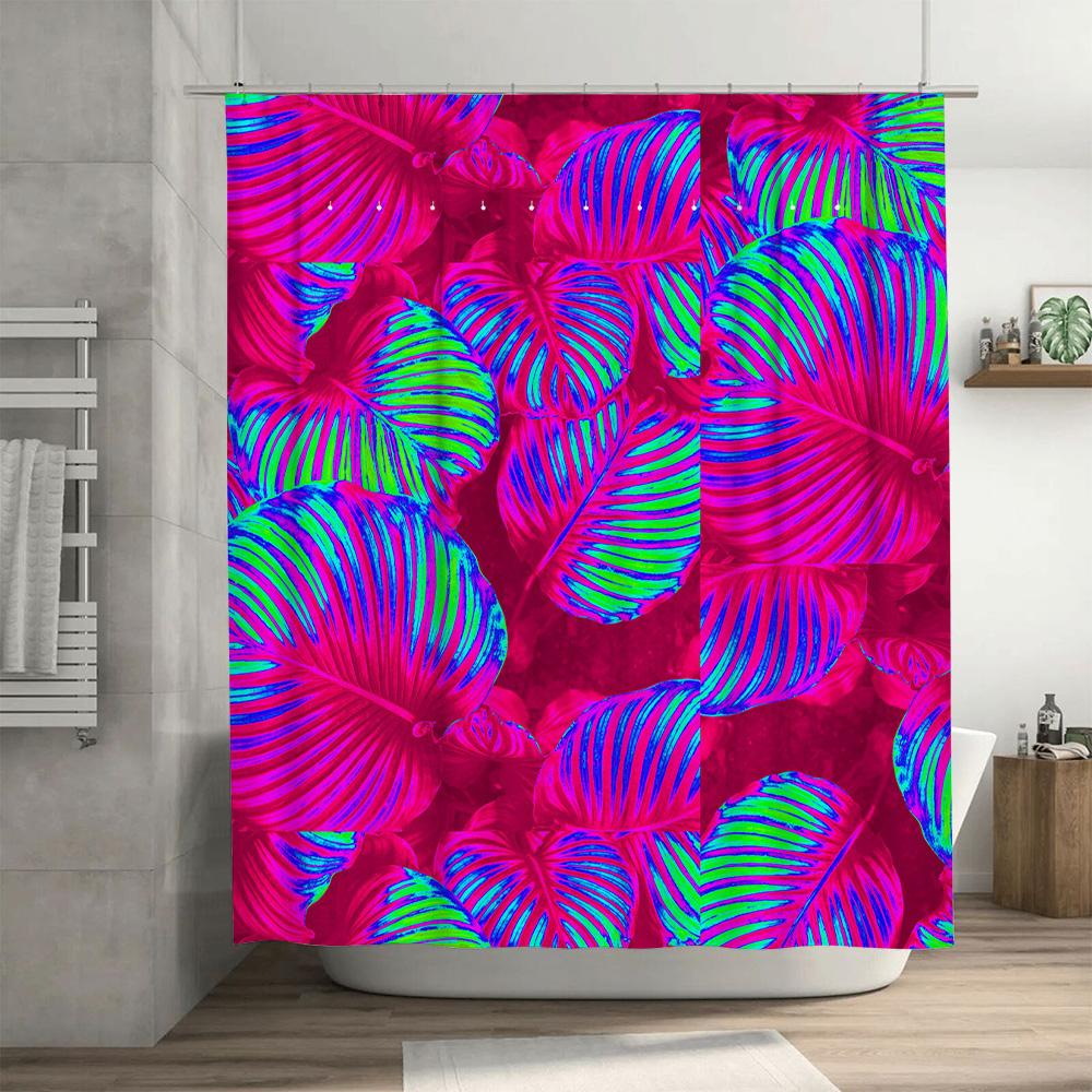 Floral Pattern Shower Curtain Lavender Blossom Bath Decoration Waterproof Liner for Home Decor in Bathroom Pink Purple White Yel