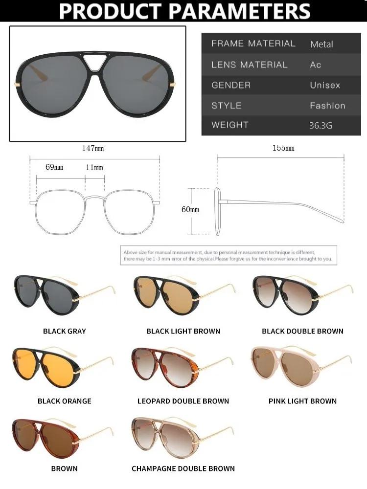Vintage Retro Metal Double Bridges Round Sunglasses Women Punk Gradient UV400 Fashion Eyewear Trending Shades