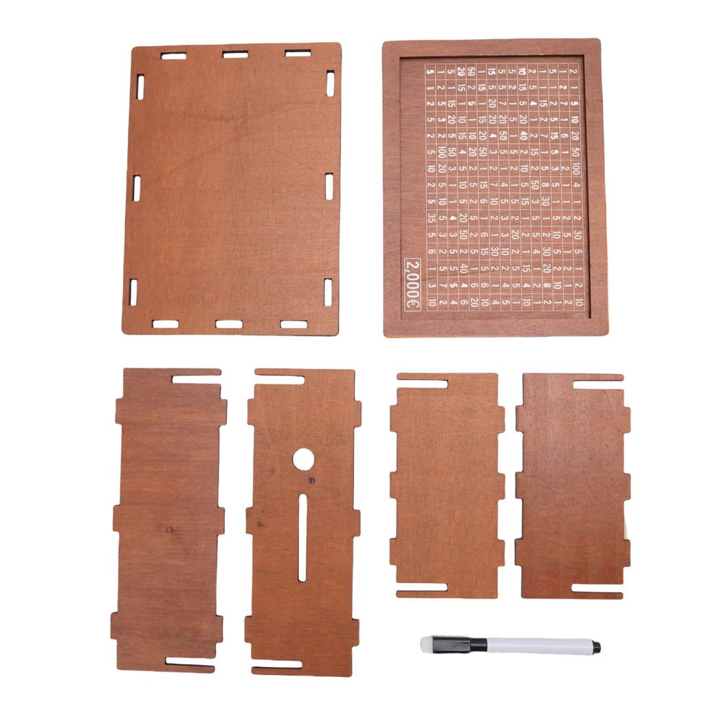 2000 Euro Savings Challenge Box Wooden Cash Saver Money Box Piggy Bank for Kids Adults