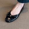 Round Toe Ballet Flats Shoes for Women with Bow 2025 Burgundy Wine White Black