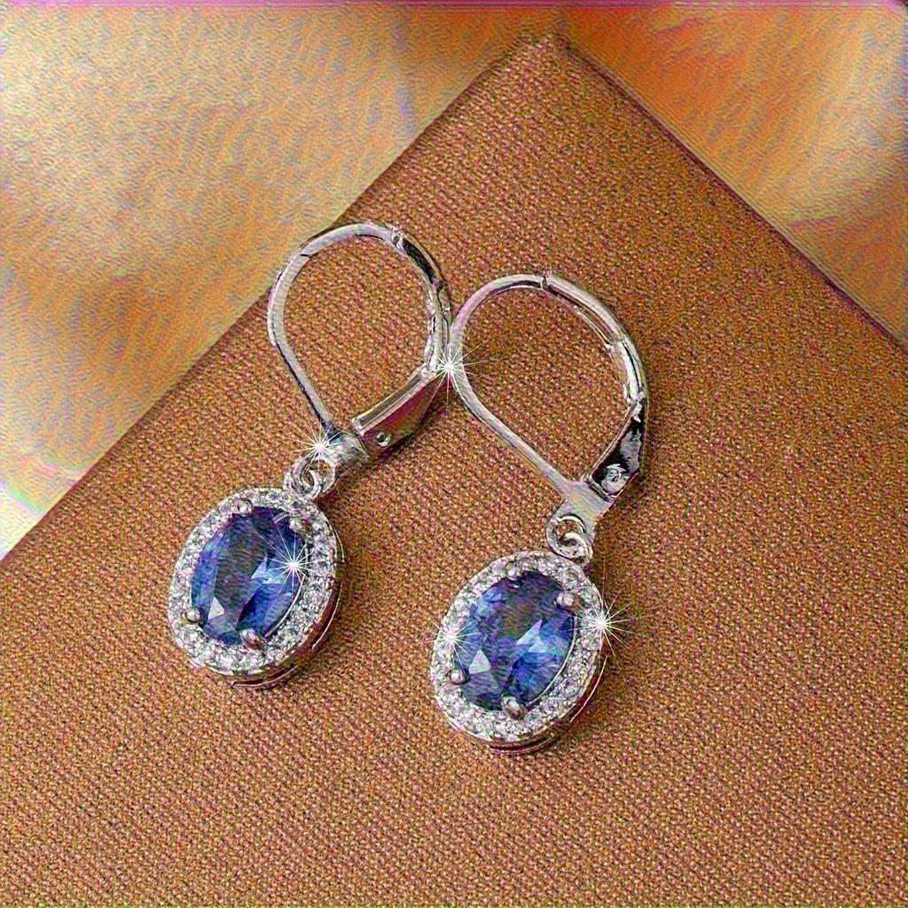 Elegant cubic zirconia pendant earrings, sparkling engagement earrings for women, sweet and elegant jewelry