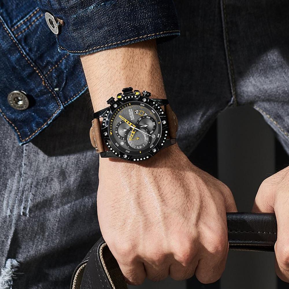 Megir Herreklokker Toppmerke Luksus Armbåndsur Mann Mote Vanntett Kronograf Sportsklokker Quartz Armbåndsur Reloj Hombre