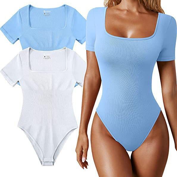 2023 Summer Women's Yoga Ribbed Short Sleeve Jumpsuit