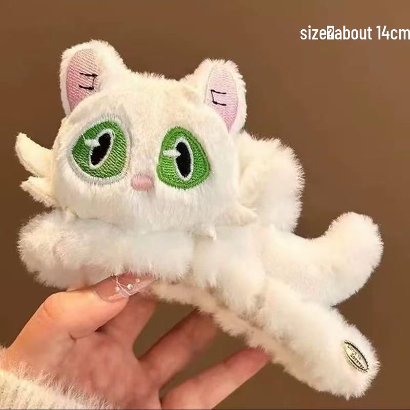 Niedliche schwarze Kätzchen Plüsch Haarspange für Frauen - Große Herbst/Winter Kopfbedeckung