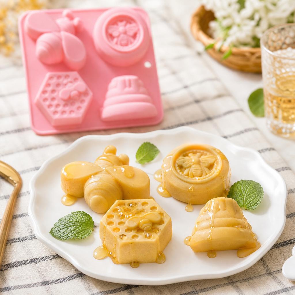 Silicone Mold for Baking and Crafting Honeycomb Bee Shape Soap Cake Resin Mold Flexible Nonstick Tray for DIY Projects