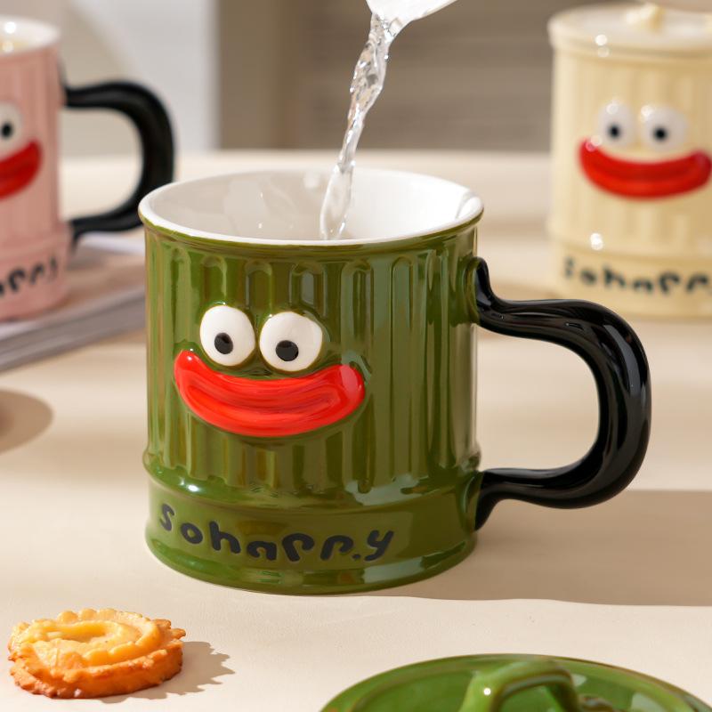 Creative Cute Ceramic Cup with Lid High Value Household Couple Water Cup Gift Box High End Souvenir Gift Mug