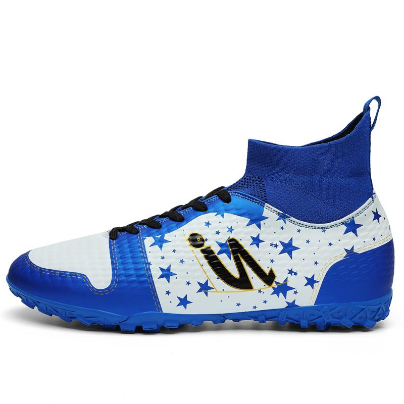 

Дети Подростки и Взрослые Новые ВВС №. 1 высококачественные амортизирующие противоскользящие и износостойкие футбольные бутсы с высоким верхом и короткими шипами 45 синий/белый