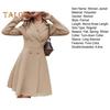 Fall Winter Women Jacket Double-breasted A-line Slim Fit Turn-down Collar Tight Waist Pure Color Formal Business Office Dress Long Sleeve Commuting