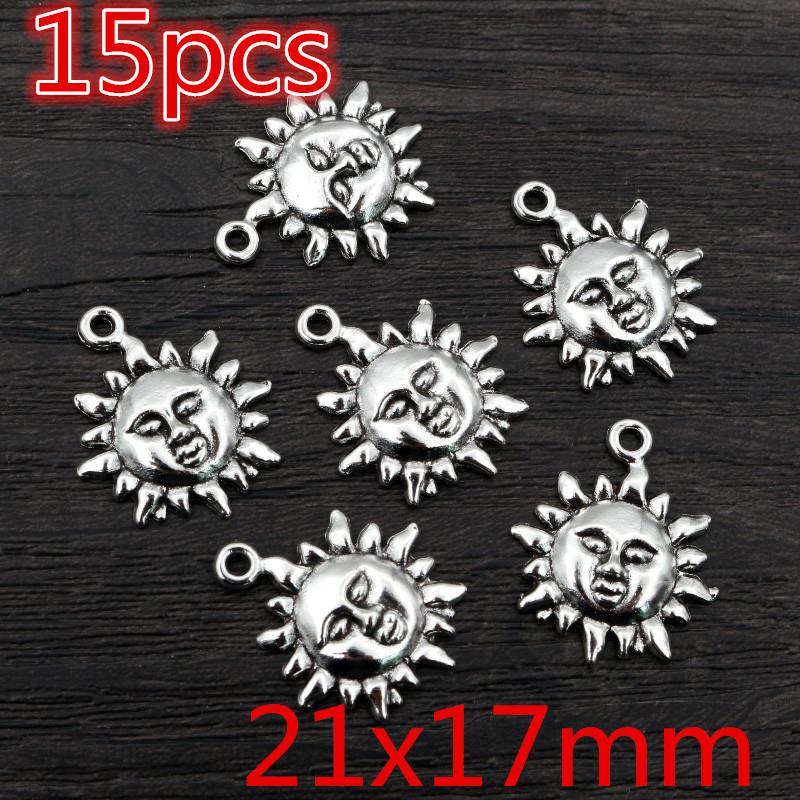 New Fashion Antique Silver Plated Moon Sun Flower Handmade Charms Pendant DIY Jewelry Findings for Bracelet Necklace Accessories