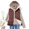 Womens Short Hooded Down Vest Slim Fit Lightweight Seamless Fabric Color Block Winter