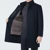 Long Wool Double-sided Woolen Coat for Middle-aged Men with Stand-up Collar and Removable Down Liner for Dad, Large Size Woolen Coat