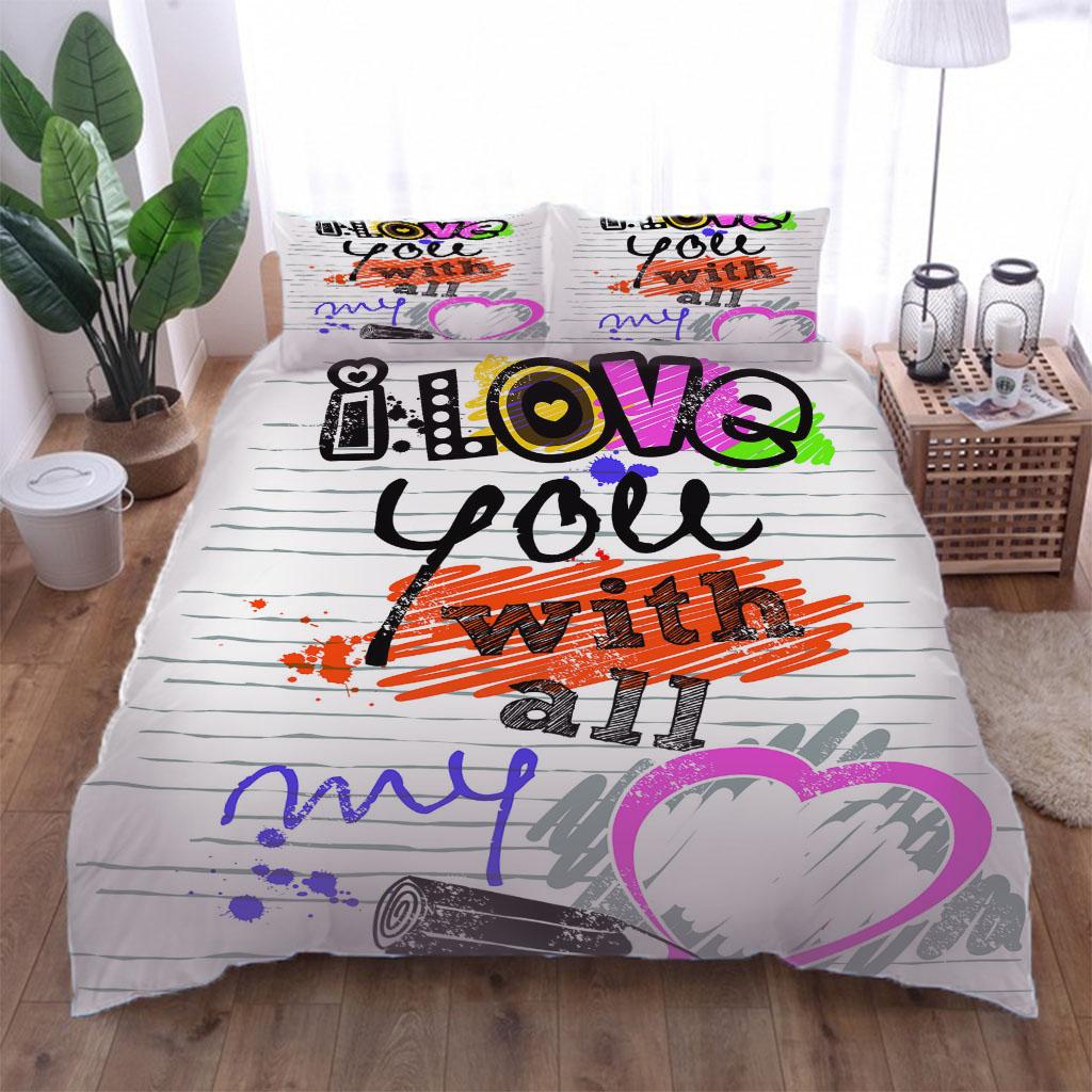 

Комплект односпального белья с креативным 3D-принтом с алфавитом, Комплект постельного белья с рисунком Пододеяльник Чехол для одеяла Наволочка Удобные покрывала W90xL190cm