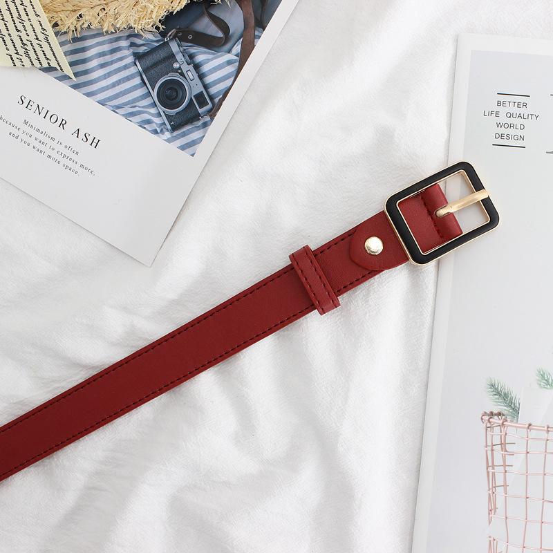 Women'S Paint Square Day Buckle Trendy Jeans Decorative Pu Belt Multi-Color