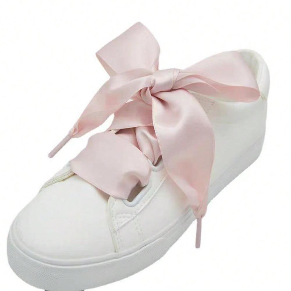 1 Pair Flat Satin Ribbon Shoelaces Colorful Silk Shoestrings Wide Shoe Laces for Sneakers Skate Shoes Boots Sport Shoes Y2K Summer Daily Wear
