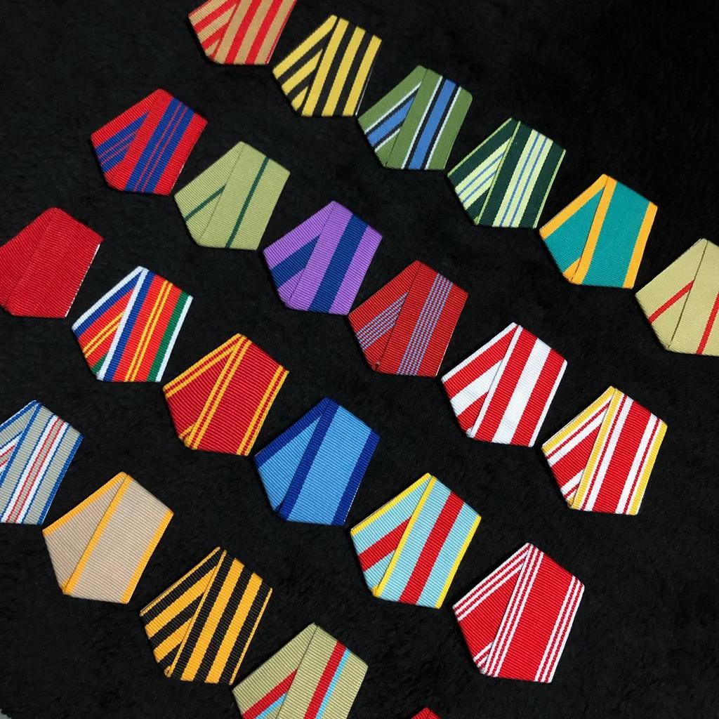 Soviet Medals: Aluminum Hanging Plates with Colored Ribbon & Brooch Accessories