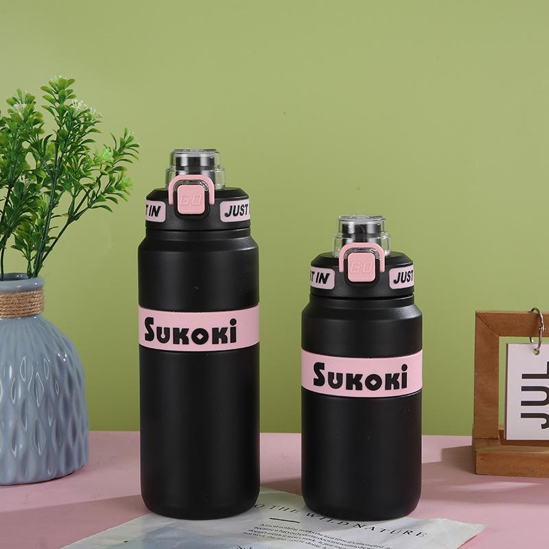 

New Stylish Big Cap Stainless Thermos Cup Sports Kettle Straw Cup Gift Cup Durable Durable Useful Useful Safe Safe 600ml