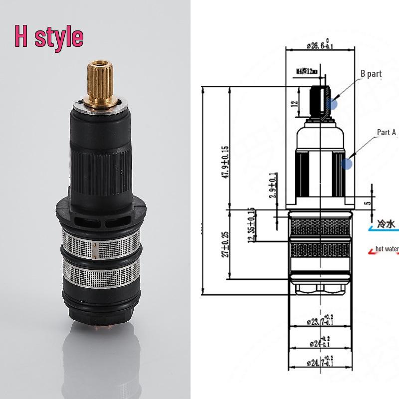 Cartuș termostatic pentru duș din cupru integral pentru reglare rapidă cald/rece
