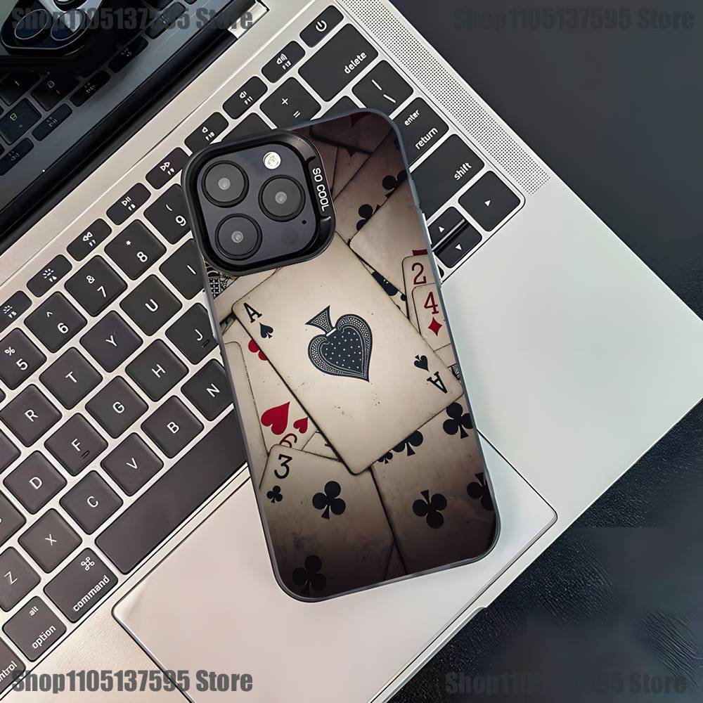 Ace of Spades Poker Phone Case For iPhone 17,16,15,14,13,12,11,Pro,XS,Max,Plus,Mini,SE4,E Black Matte Shockproof Cover