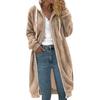 Women Hooded Coat Medium Length Solid Color Double Sided Plush Pocket Jacket