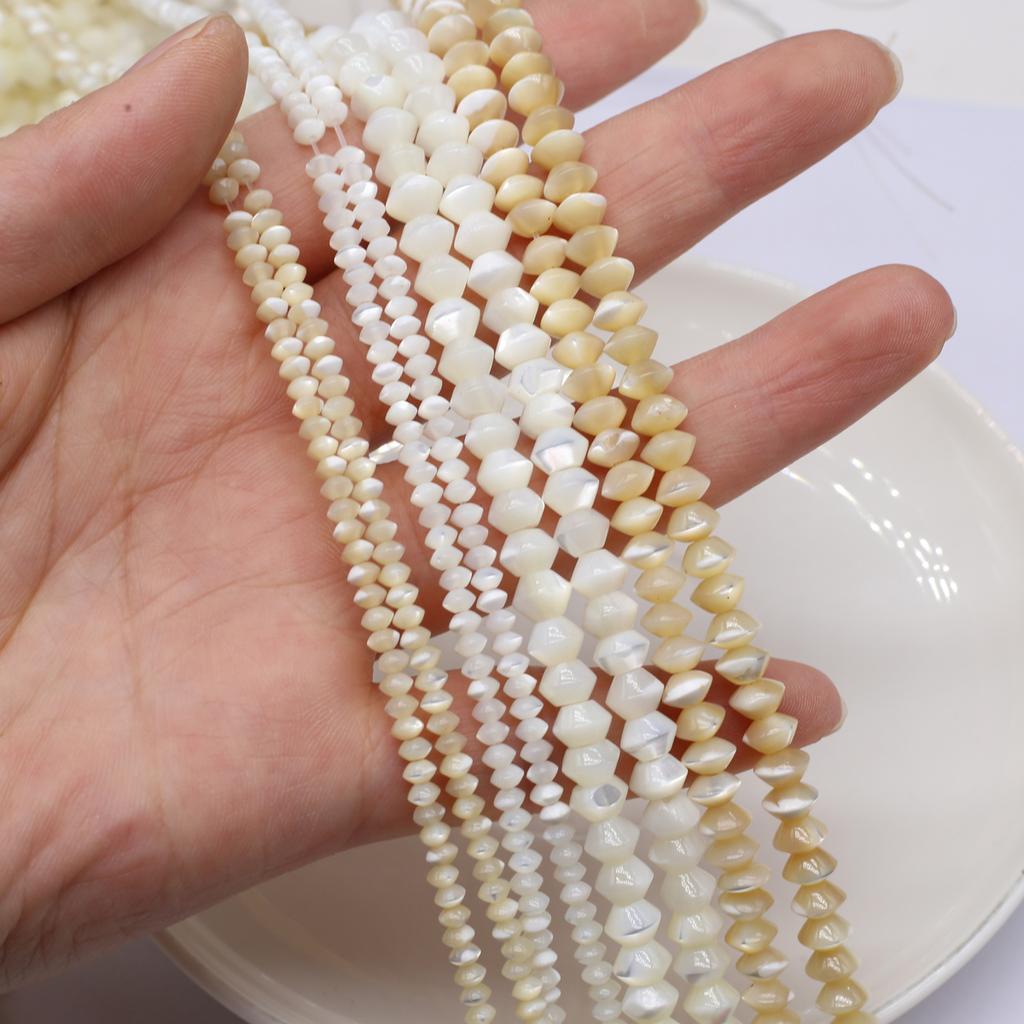 1String, White Yellow Natural Shell Beads for Jewelry Making DIY Necklaces, Bracelets Anklets Accessory, Unique Gifts for Halloween, Christmas 38cm