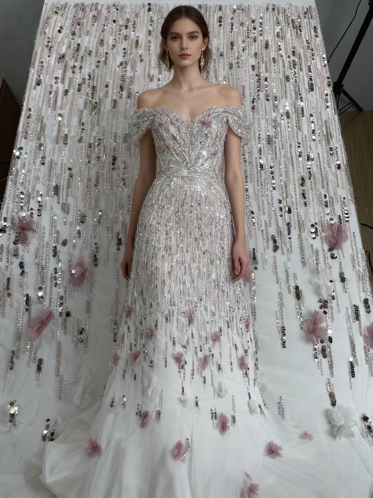 Luxurious Nigerian African Beaded Lace Fabric 2025 High Quality Sequins Flower Embroidery French Lace Fabric For Sewing Dress