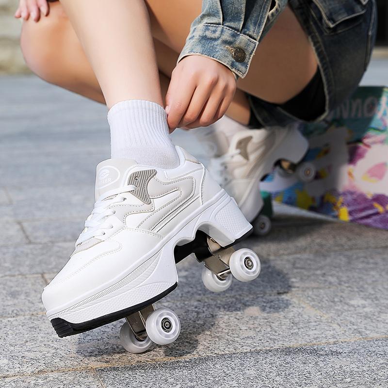Scarpe da Ginnastica con Ruote Bambino / Bambina Scarpe con Ruote Deformabili Scarpe Pattini a Rotelle Scarpa da Skate Bambina Scarpe da Skate Bambino