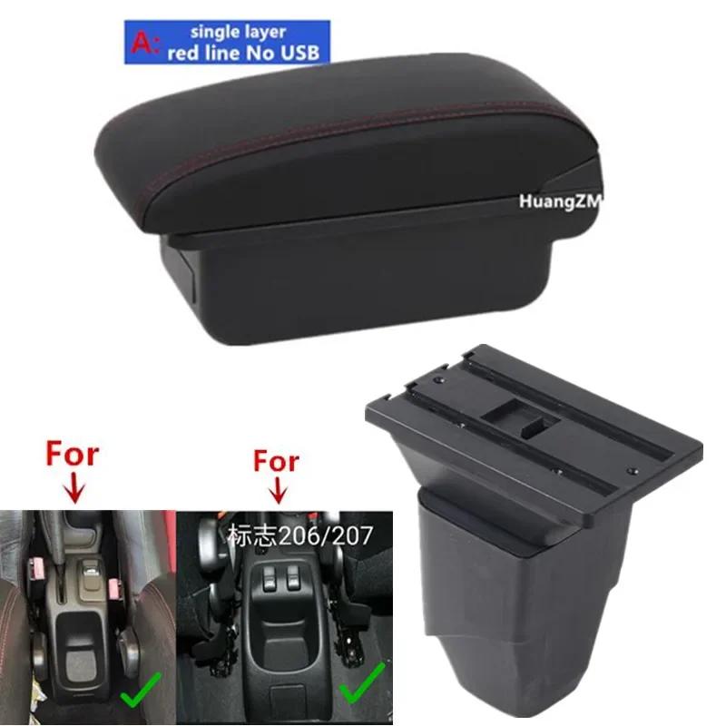 For Peugeot 206 Armrest box For Peugeot 206 207 CC Cabrio Armrest Box Central storage Box Retrofit Interior Car Accessories