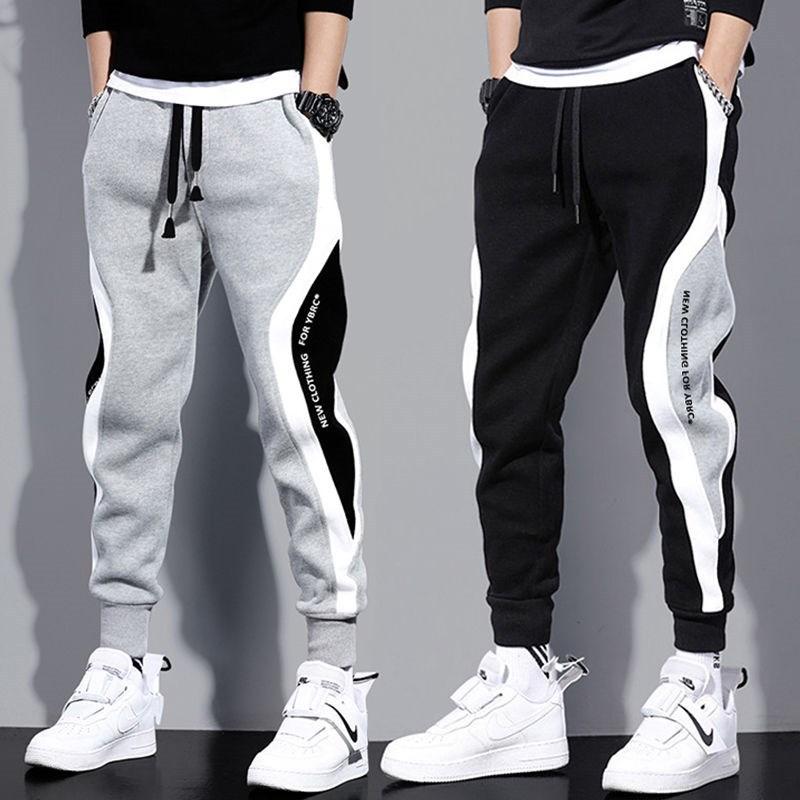 Casual pants men's autumn and winter new large size loose nine-point color matching fashion trend sports footwear