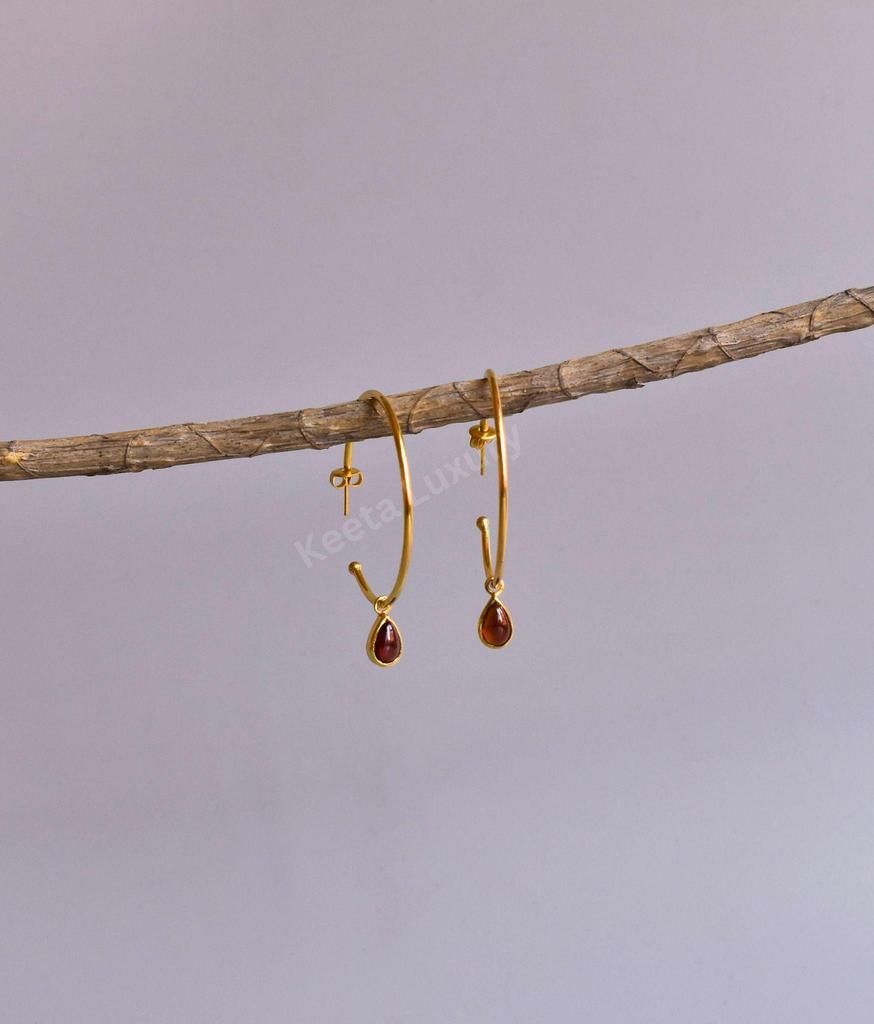 Genuine Garnet Earrings , 14k Gold Handmade Earrings For Women , Garnet Drop Earrings , Healing Gemstone Earrings , Unique Gifts Idea