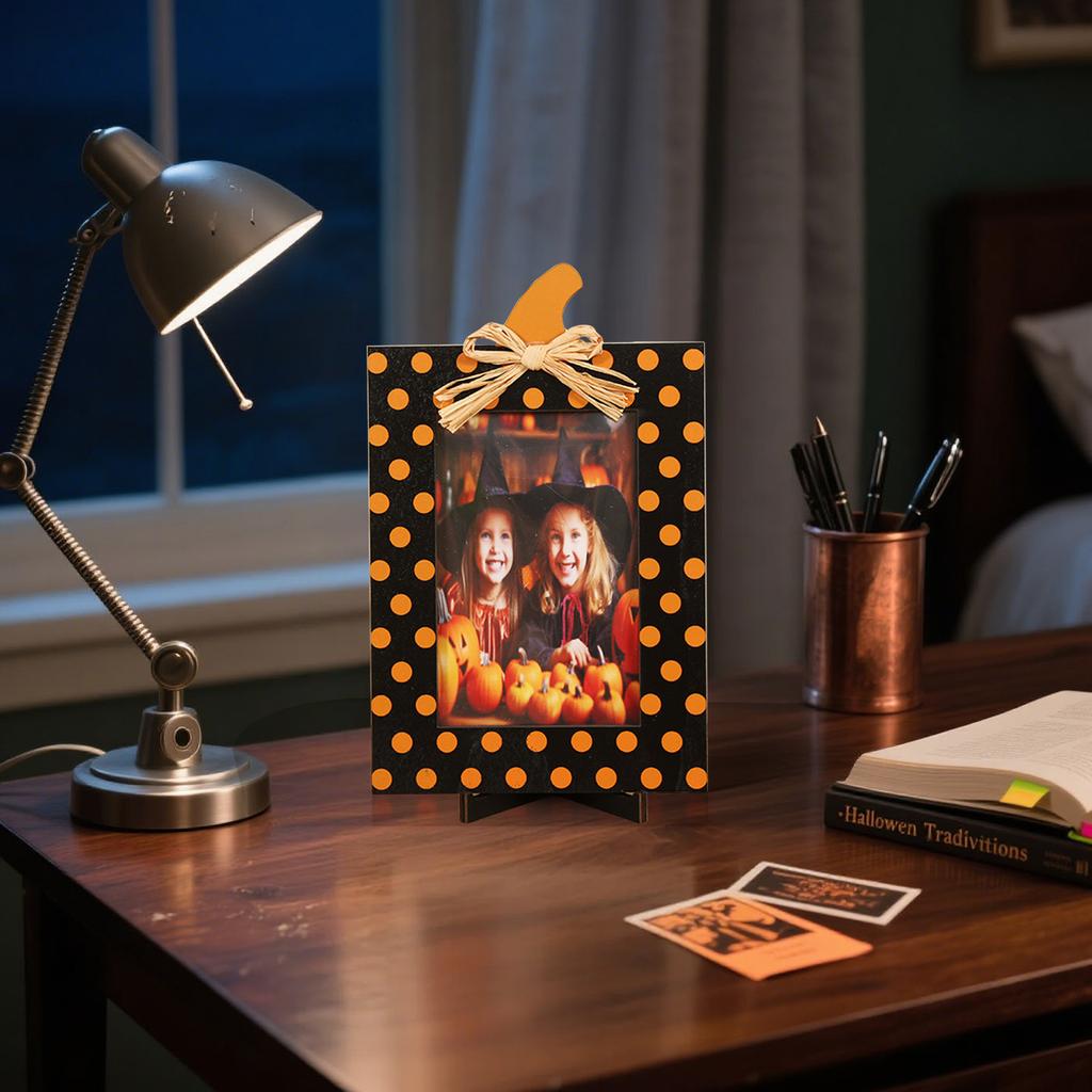 Halloween Pumpkin Picture Frames, Wooden Frames For Fall Thanksgiving Halloween Party Photo Desktop Ornaments