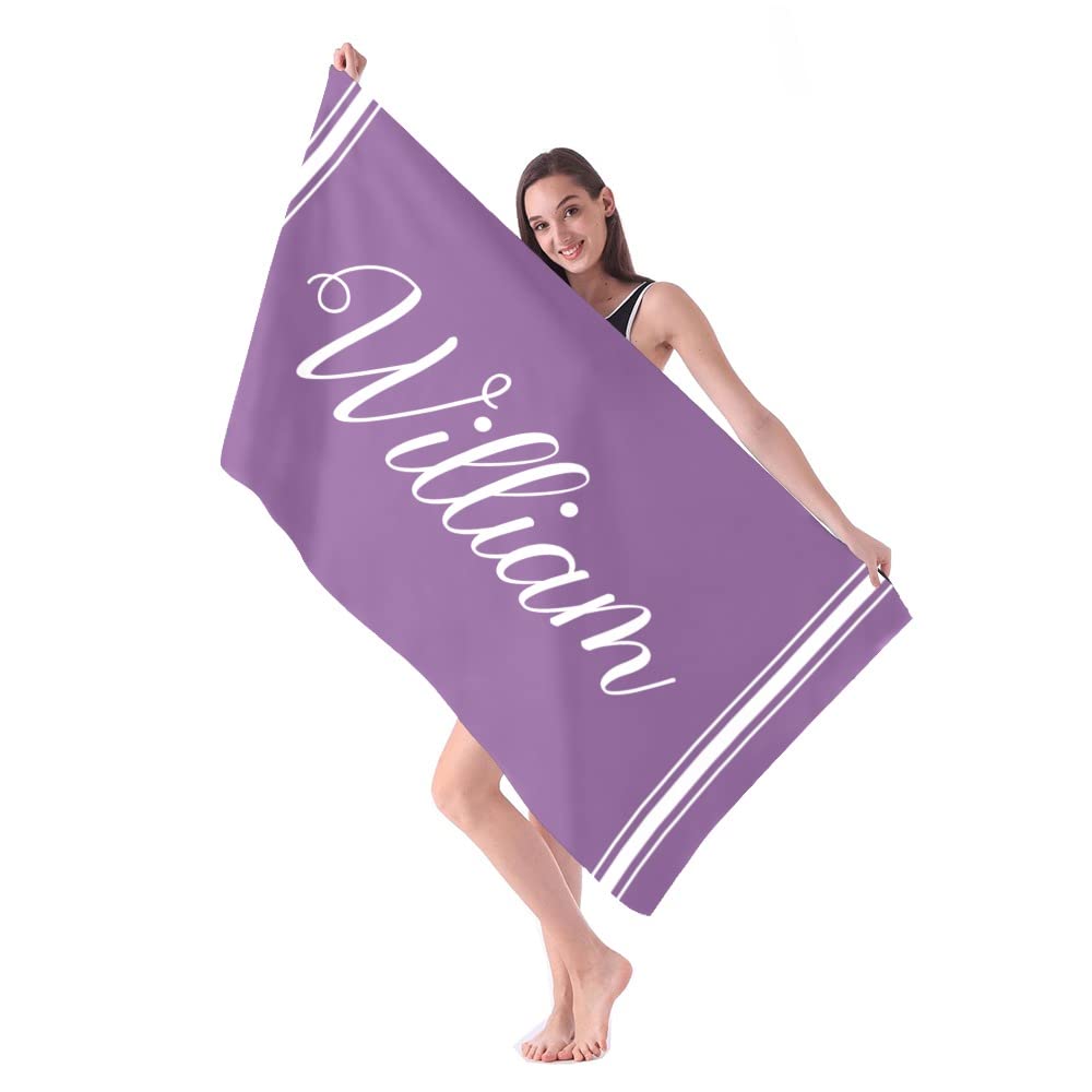 Personalized Striped Beach Towel Custom Name/Logo Oversized Microfiber Towel Summer Party Gift for Beach Swimming Bath Sports