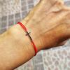 Adjustable 925 Sterling Silver Bracelet with Cross Charm and Red Silk Cord for Women Fashion Jewelry Gift
