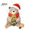 Customizable Christmas Window Scenes Bear Static Clings, Cute Holiday Glass Decals, Waterproof PVC Xmas Decor for Doors Stickers Home Store