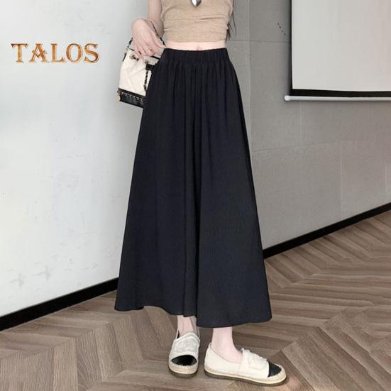 Damen Freizeithose, elastisch, hohe Taille, einfarbig, übergroß, weites Bein, Rock, Urlaub, Arbeit, Schule, Sommerhose