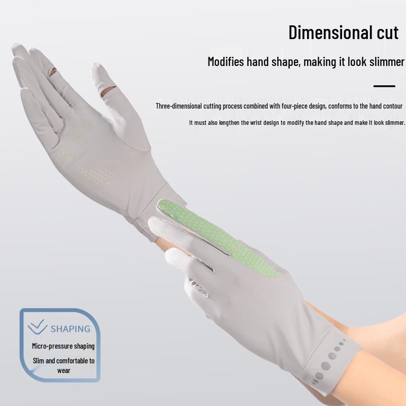 Summer UV Protection Ice Silk Touchscreen Gloves - Breathable, Elastic, Honeycomb Design for Outdoor Driving and Cycling