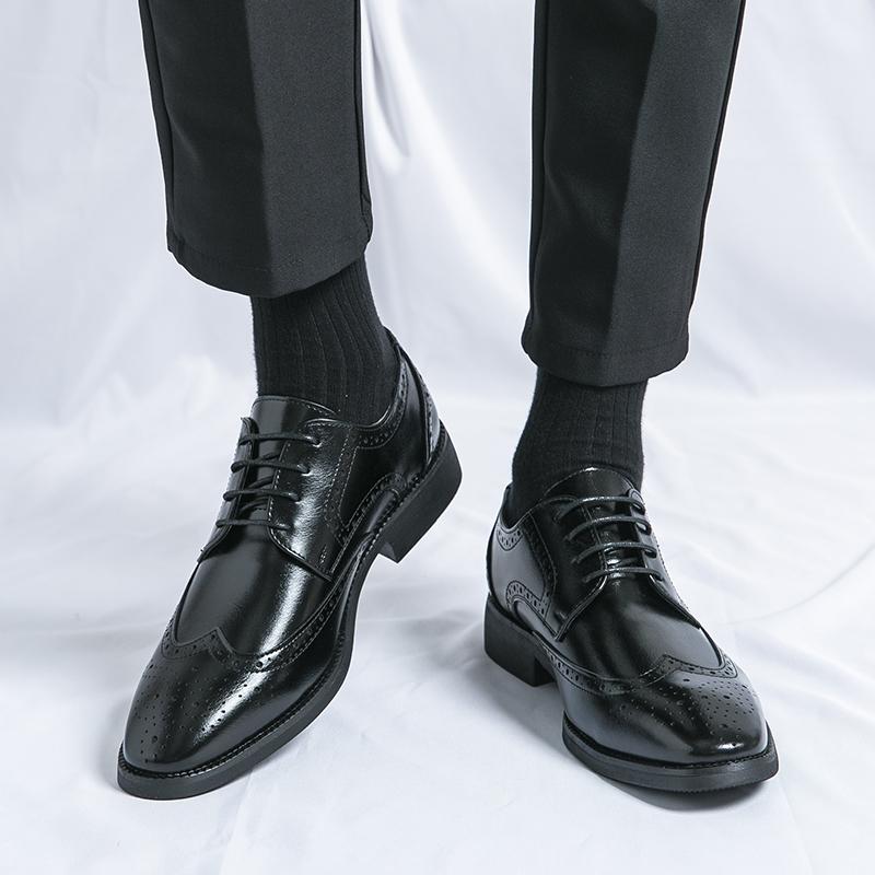 Classic Men's Brogue Leather Shoes Stylish Wingtip Oxford Dress Shoes for Formal & Casual Occasions Comfortable & Durable
